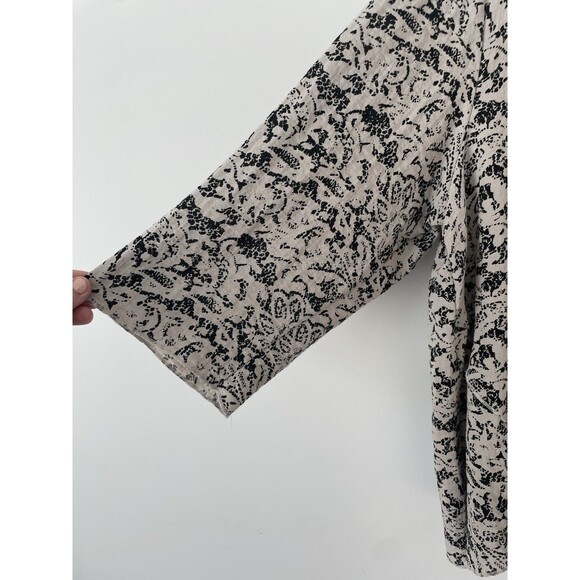 habitat clothing for women large Tunic Geometric Black Beige Button Lagenlook - Picture 3 of 10